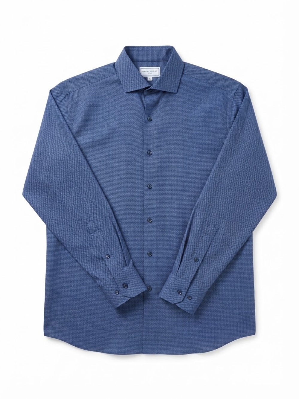 Charles Tyrwhitt Navy Textured Long-Sleeve Dress Shirt